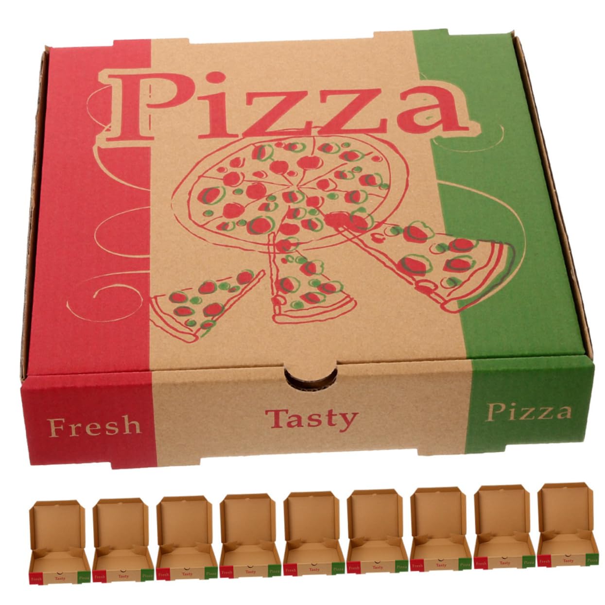 CATIEBYE Pizza Wrapping Boxes 10 Pack 8in Paper Pizza Boxes for Takeout Party Favor