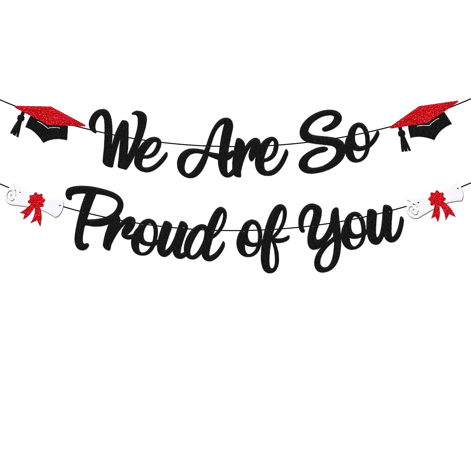 We Are So Proud of You Banner Class of 2026 Graduation Congrats Grad Party Decorations for College High School University Graduation Party Supplies (
