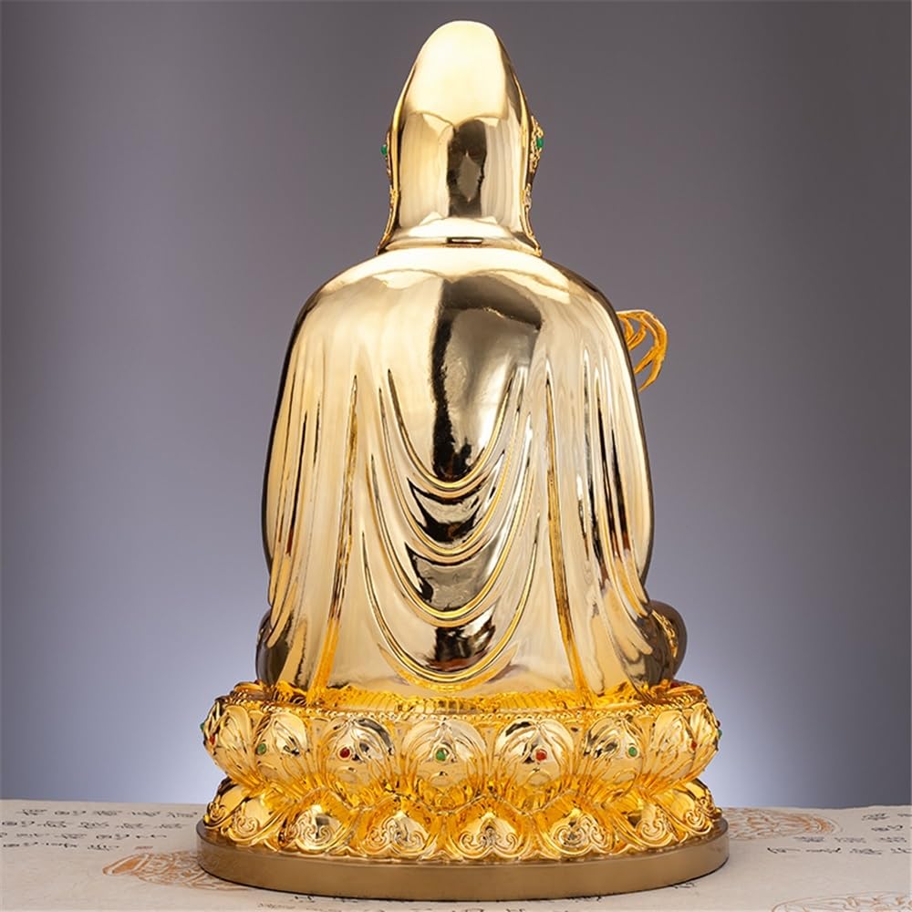 Figuras de Budas Estatua de Buda de Cobre Puro Dorado for decoración del hogar, Estatua sentada, Entrada de Sala de Estar, decoración Feng Shui Budas Decorativos(Medio)