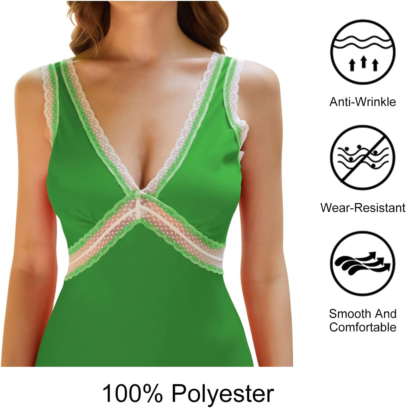 OWNGIGI Womens Sleeveless V-Neck Boho Maxi Sundress Lace High Waist Beach A Line Long Dresses - Image 5