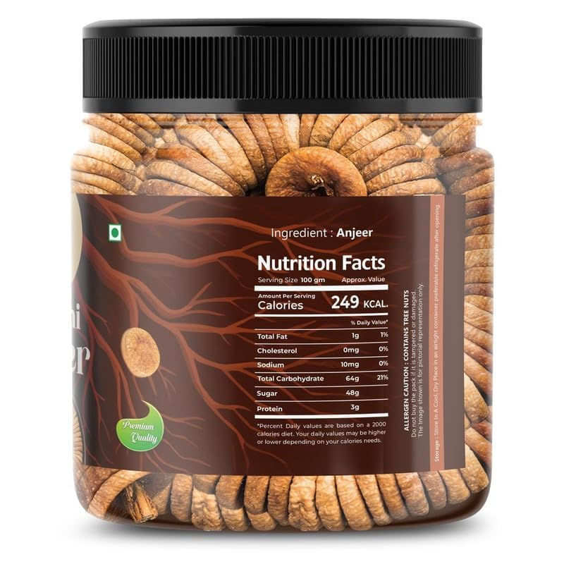 Image of ROYAL ROOTS Big Size Afghani Anjeer | Soft Juicy Dried Figs Dry Fruit| Healthy Snack Jar Pack | Anjeer For Winter | Jumbo Size Anjir 900g