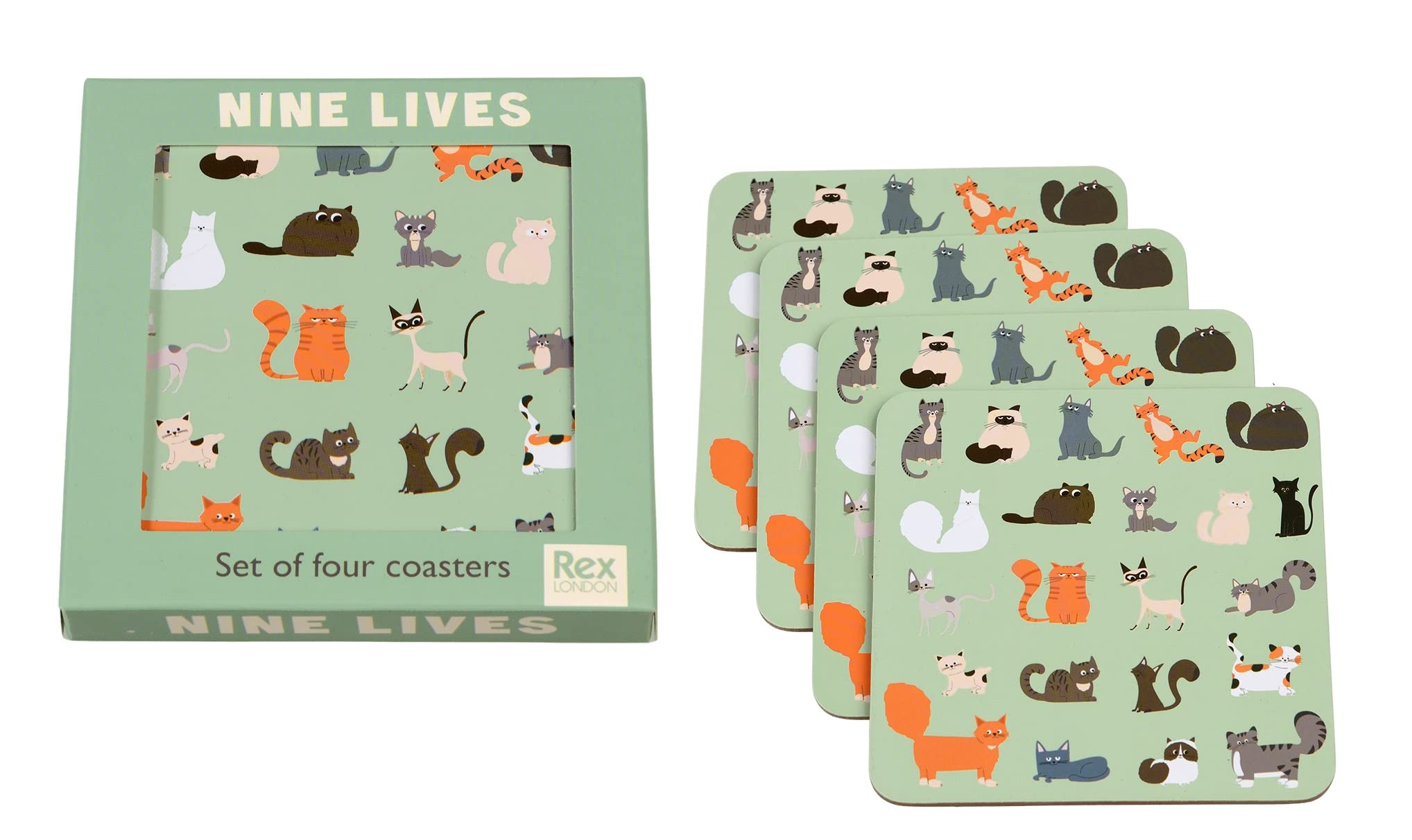 Nine Lives Cat Coasters (set Of 4)