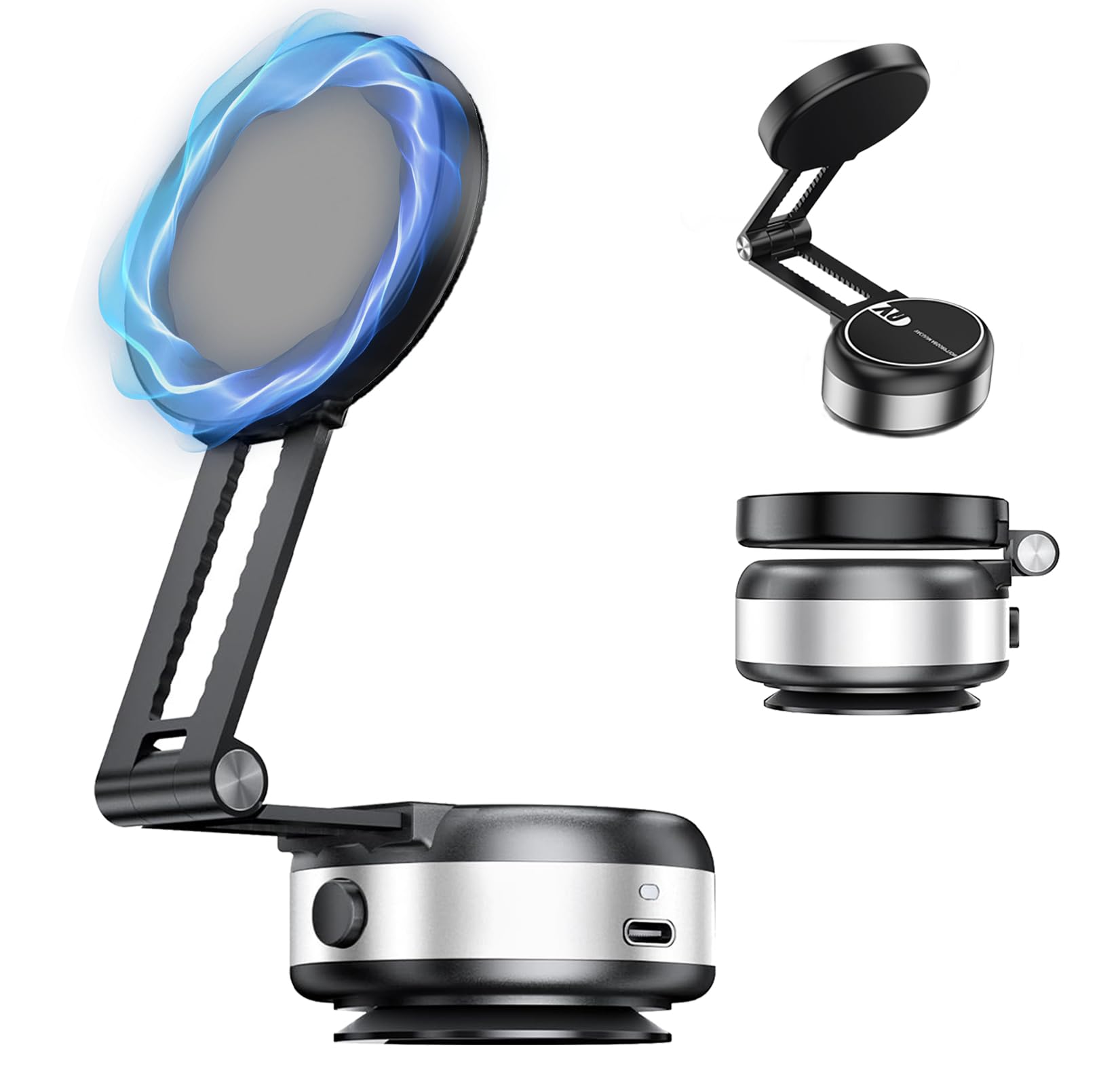 Fsioek Nixie Magnetic Phone Holder, MG Pro 360 Automatic Strong Adhesion One-Click Removal, From Desk to Car (Silver)