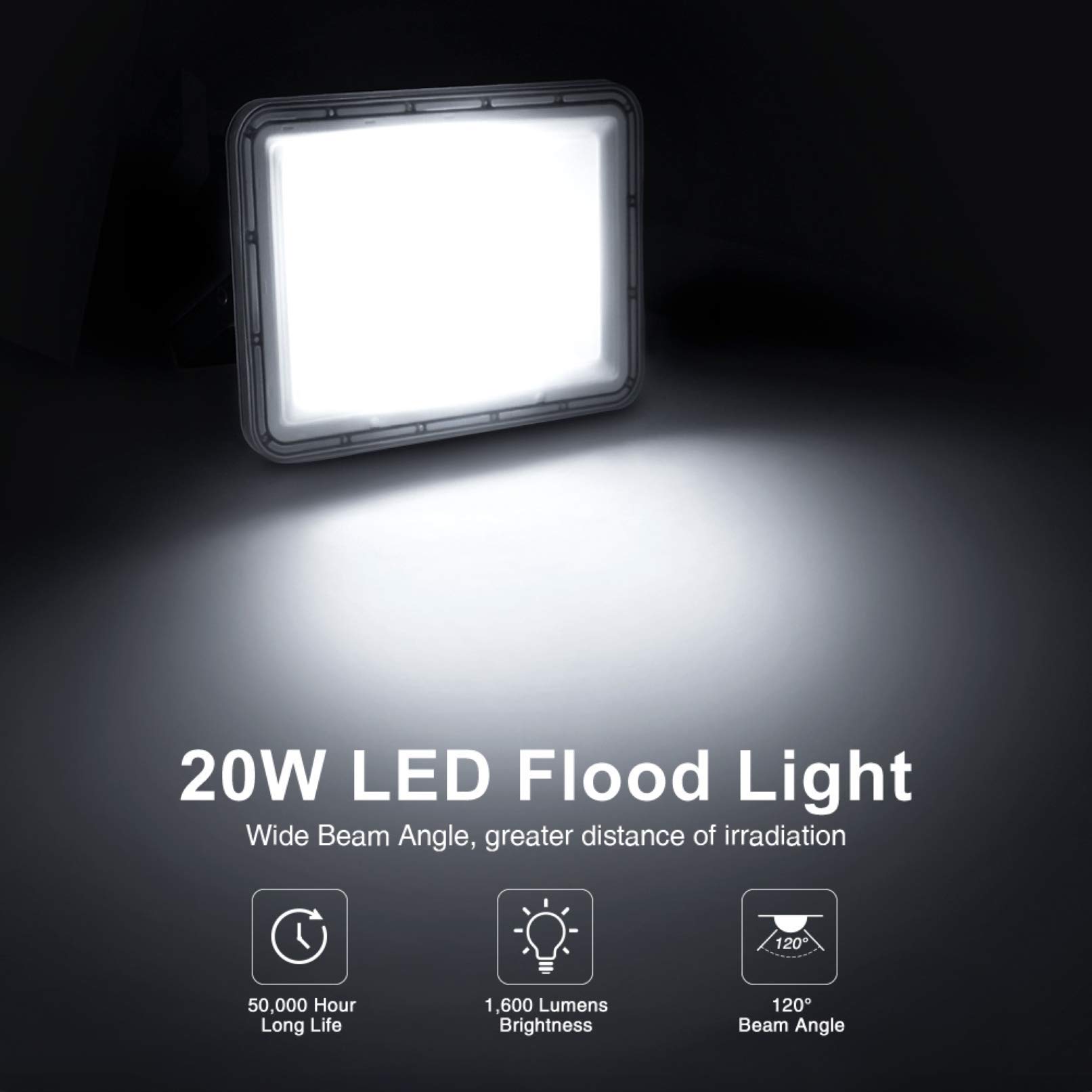 Reflektor LED zewnętrzny, wodoodporny, IP67, lampa bezpieczeństwa, 6500K zimna biel, 800 lm-24000 lm, lampa robocza do oświetlenia podwórka, garażu, magazynu, parkingu, d,