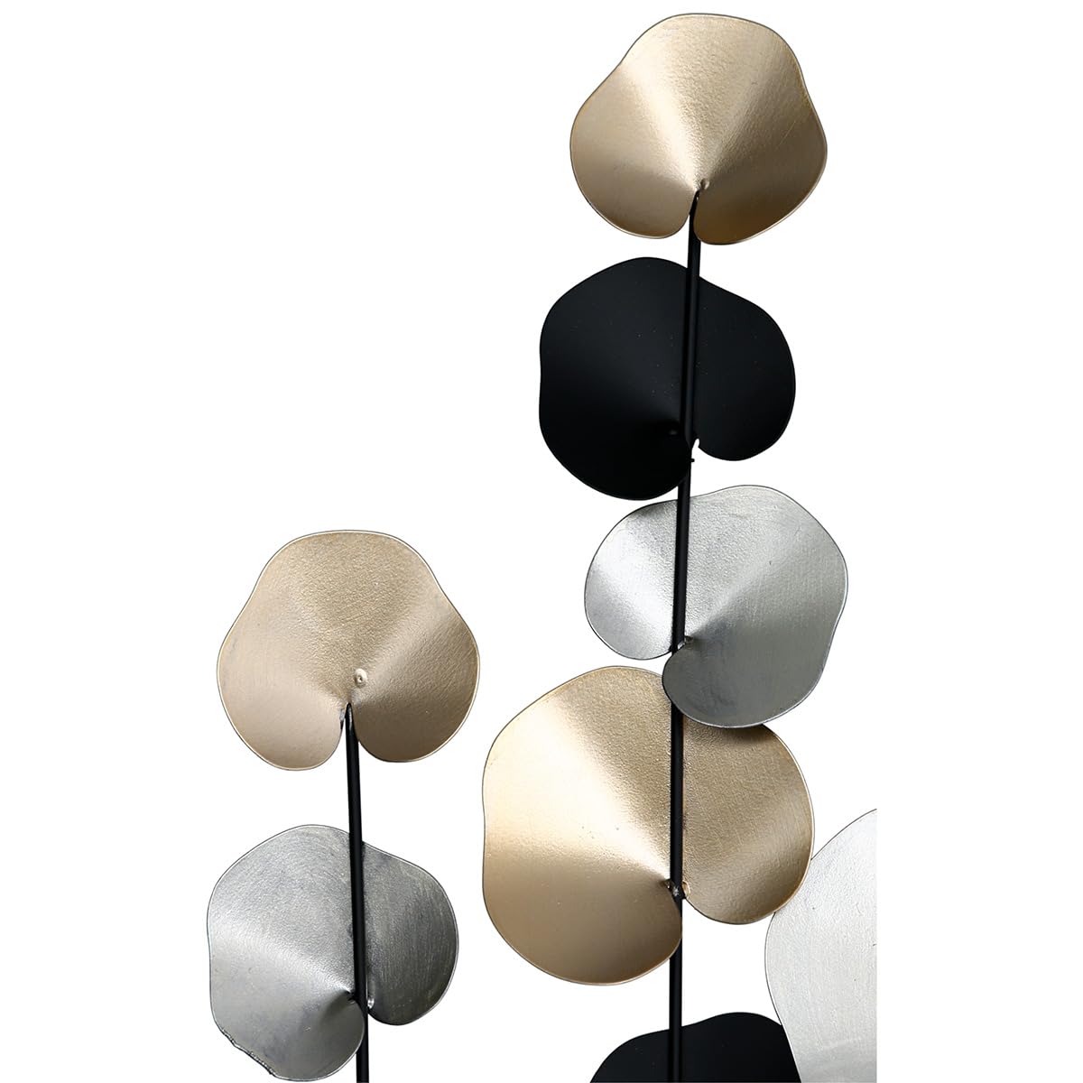 Casablanca Deko Bild XXL Blätter Ranken - Metall Wanddekoration rechteckig - schwarzer Rahmen - Farben: Schwarz Gold Silber - 102 x 66 cm