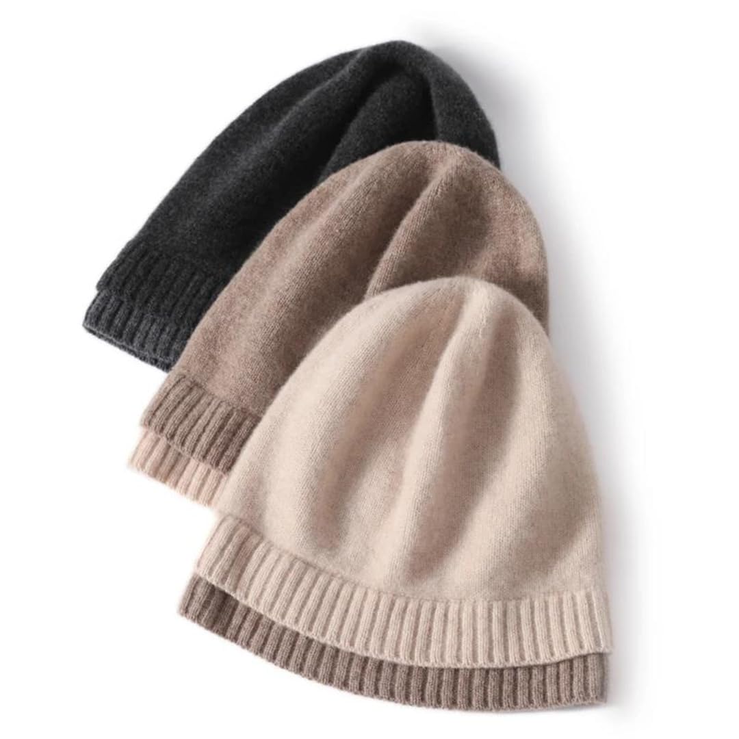 Wvapzxx 100% wełniane damskie czapki z dzianiny jesień zima ciepłe miękkie przytulne kaszmir czapki 2-warstwowy brzeg czapka outdoorowa narciarska czapka skullies