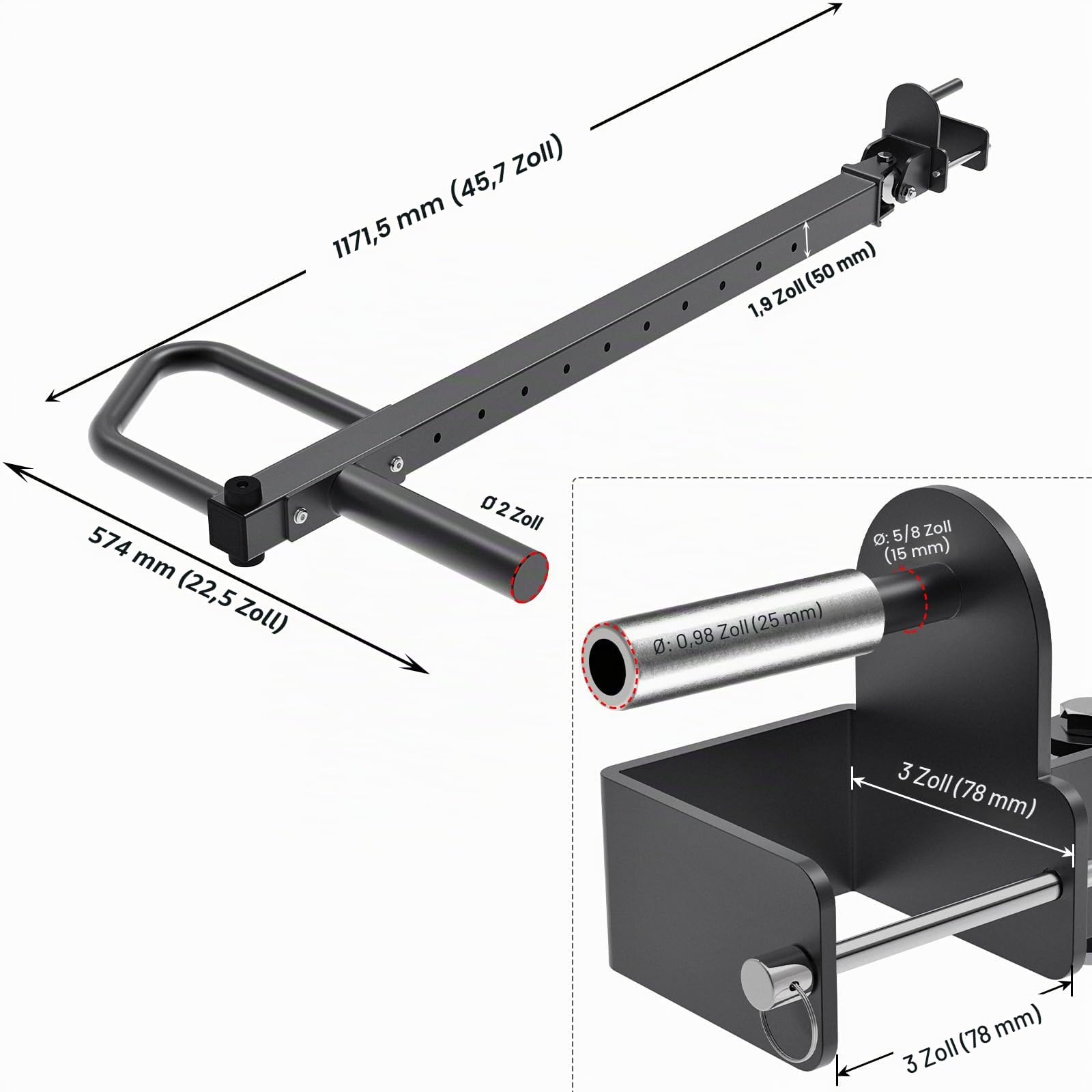 SELEWARE Multi Grip Dip-Stangenaufsatz für 3 x 3 Zoll mit 5/8 Zoll Loch Power Rack, breite und schmale Griffe Squat Rack-Aufsatz für Krafttraining, 500 lbs Kapazität