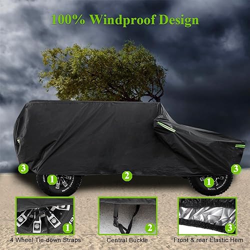 Miniatura 4 de Cubierta impermeable para Jeep Wrangler JK JL CJ YJ TJ 2 puertas 1987-2023 al aire libre sol, lluvia, viento, nieve, protección a prueba de polvo