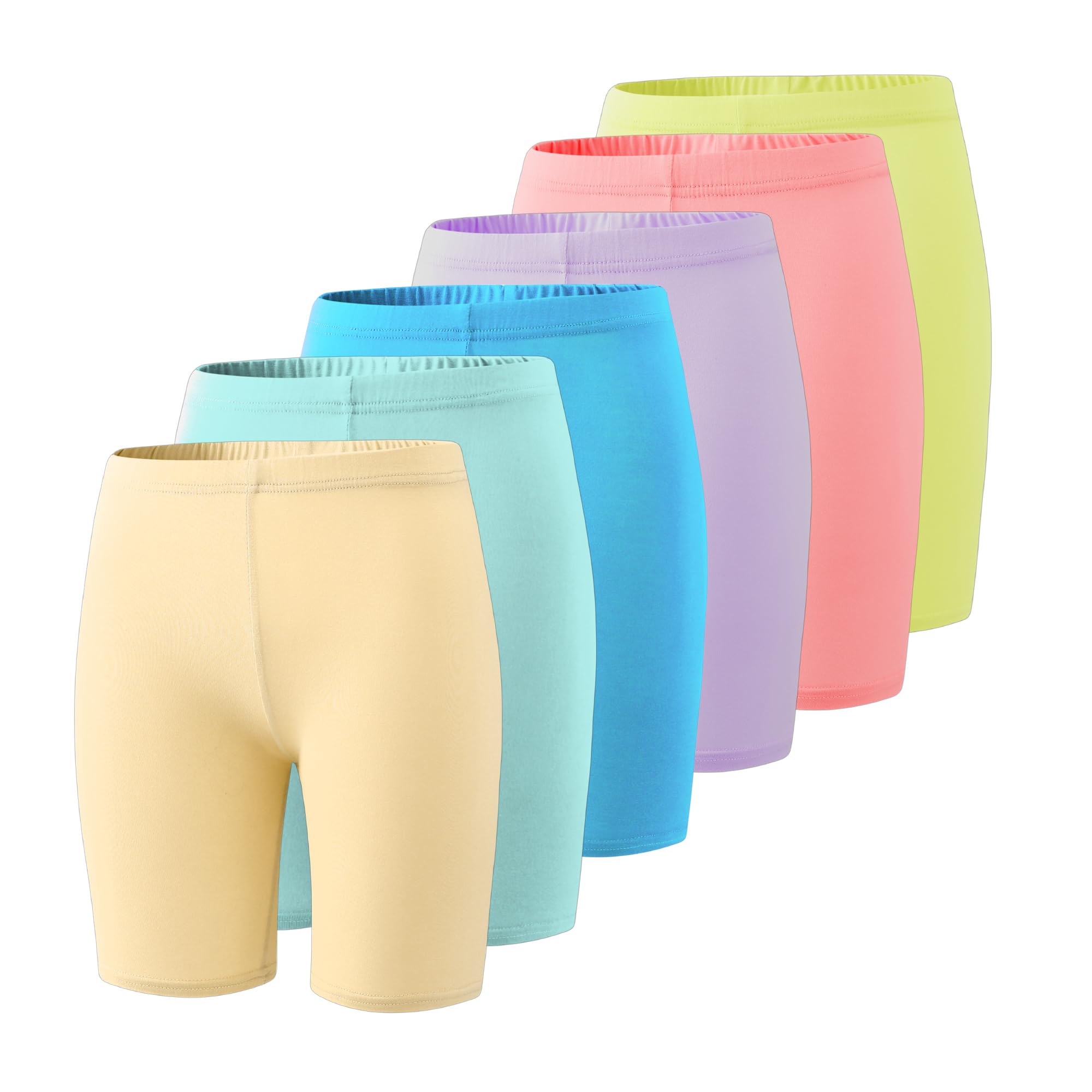 6-Pack Girls' Compression Spandex Shorts for 4-12Years | Athletic Wear for Gym, Dance, Yoga, Volleyball &amp; Bike Riding