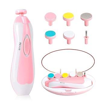 JONTUS Baby Nail Trimmer Electric,Baby Nail Clippers, 6 in 1 Baby Nail File,Nail File Baby Grooming Kit Manicure Set for Toddler or Adults (PINK) - image, photos
