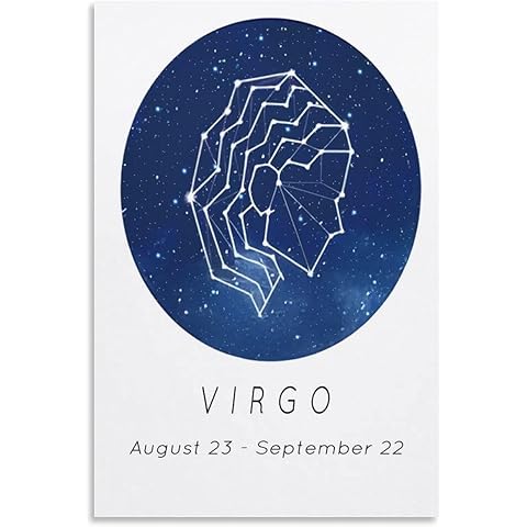 Zodiac Sign Aesthetic Wall Art Poster, Virgo Wall Canvas Poster, Birthday Gift for Friends Wall Art Paintings Canvas Wall Decor Home Decor Living Room Decor Aesthetic Prints 16x24inch(40x60cm) Unfram