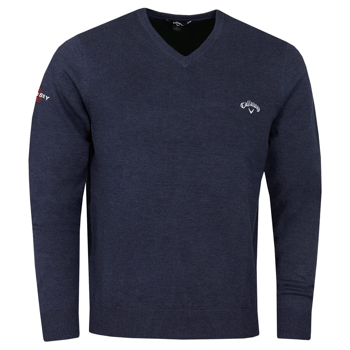 Callaway Men's Navy Heather Tour Golf Odyssey Ls V-Neck Sweater - Xxl