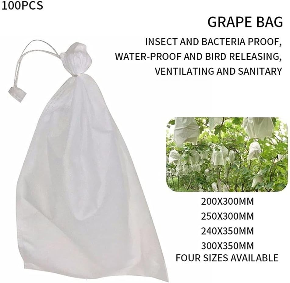 Fruit Netting Cover, Grape Protection Bags for Fruit Vegetable, Non-Woven Fabric Mesh Bag Against Insect Pouch, Pest Control Anti-Bird Garden(250x300mm 100PCS)