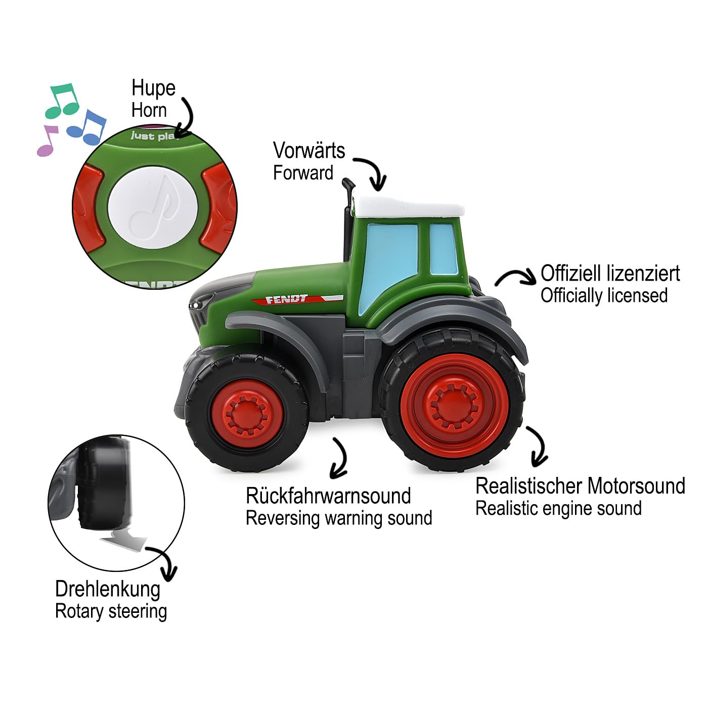 Jamara 405320 Fendt My First RC Tractor 2,4 GHz con Sonido – Agricultura Juguetes Tractor de Juguetes Niño Niño Regalo para Niños Primer Vehículo teledirigido