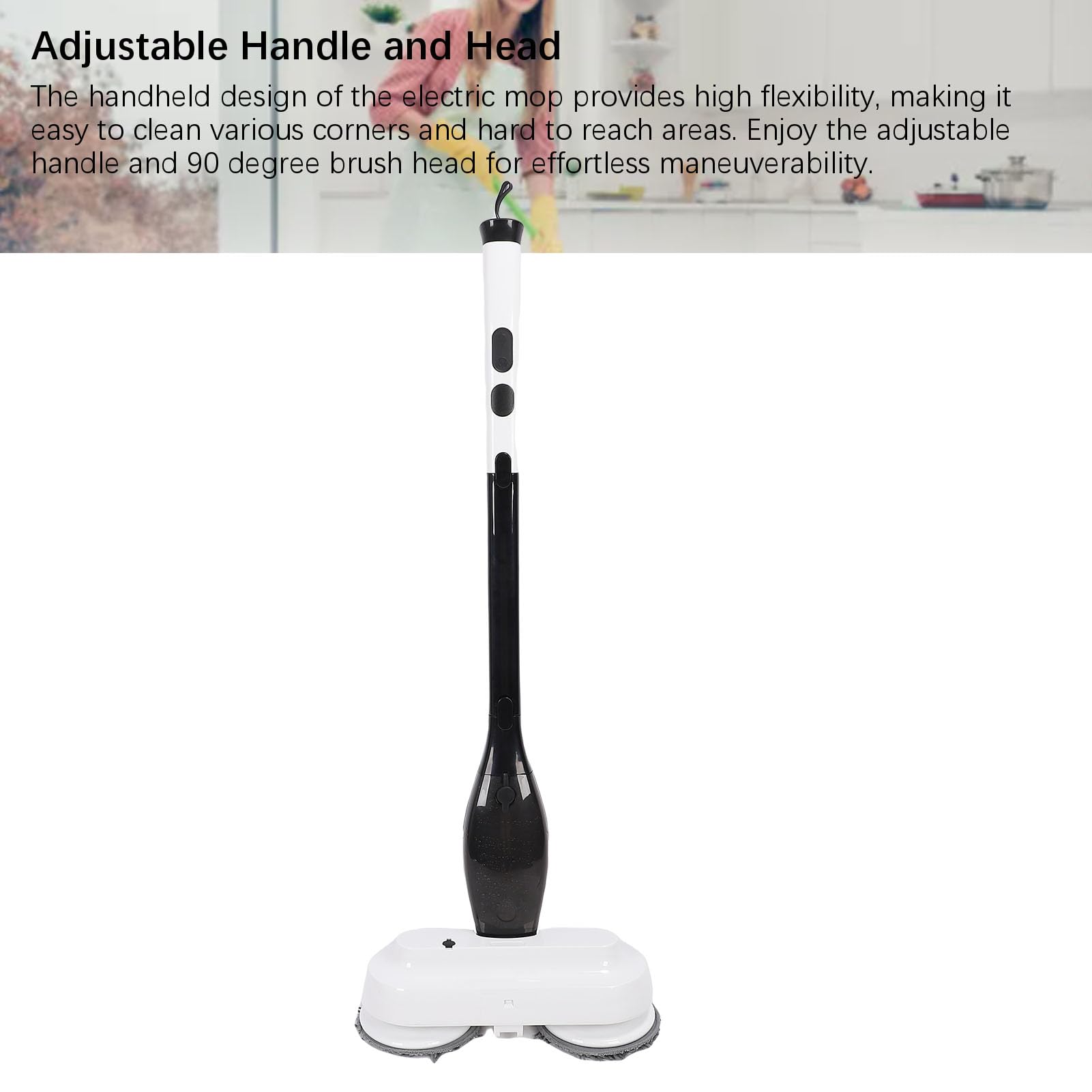 Trapeador Eléctrico Giratorio, Limpiador de Pisos de Mano Inalámbrico 2 en 1, Trapeador Eléctrico Liviano con Rociador de Agua, Tanque de Agua de 800 Ml y Batería de 4000 MAh, Ideal para