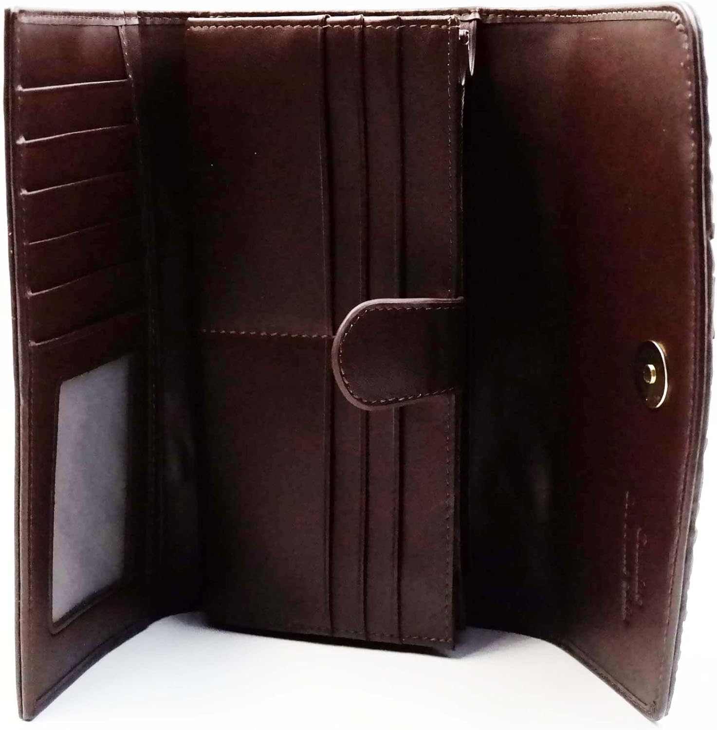 New Brown Genuine Crocodile Leather Black Tail Skin Women Tri-Fold Clutch Wallet Purse.