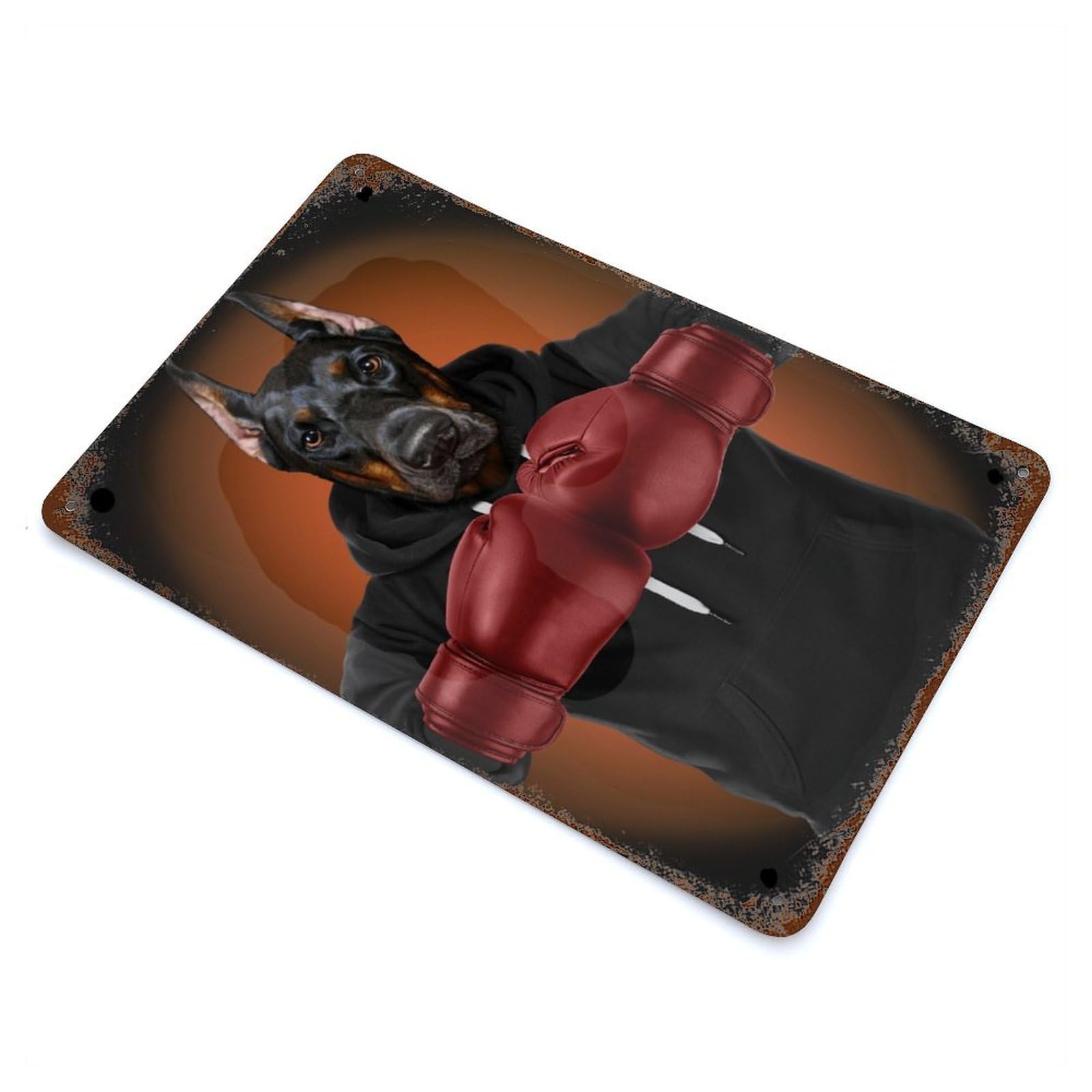 Retro Metal Sign with Boxer Doberman Design 11.8"x7.9", for Living Room, Hallway And Home Decor, Farmhouse Wall Decor