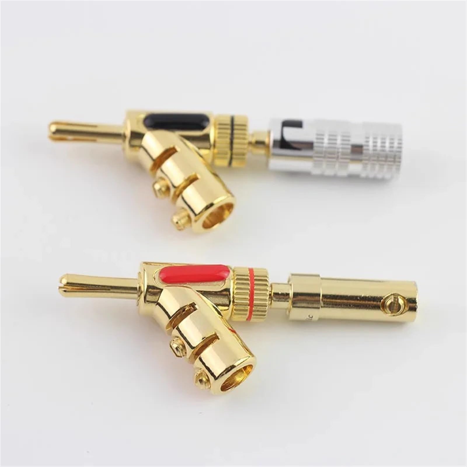 Connecteurs Banane plaqués Or 24K, fiche Banane à Verrouillage 45 degrés, 4 pièces(4Pcs Mixed)