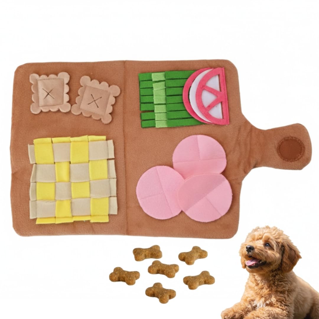 InekoAgua Dog Snuffle Toy Menu Series, Crinkle Paper Food Nose Work Puzzle Toys for Small & Mini Dogs, Enrichment Treat Dispenser for Slow Feeding (Gourmet Menu)