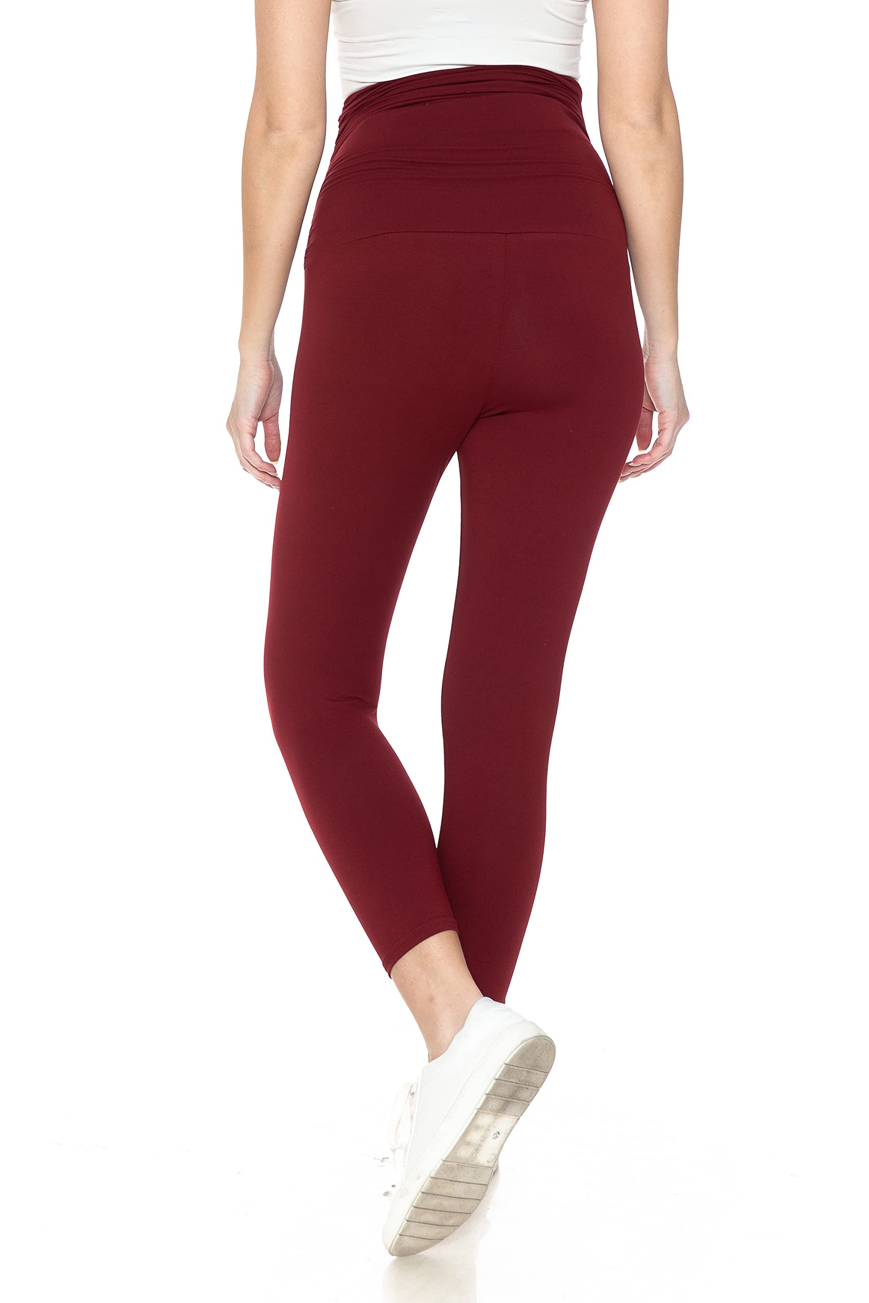 Leggings Depot Legging de maternité pour femme - Collants de yoga décontractés pour la grossesse, bordeaux, Taille M