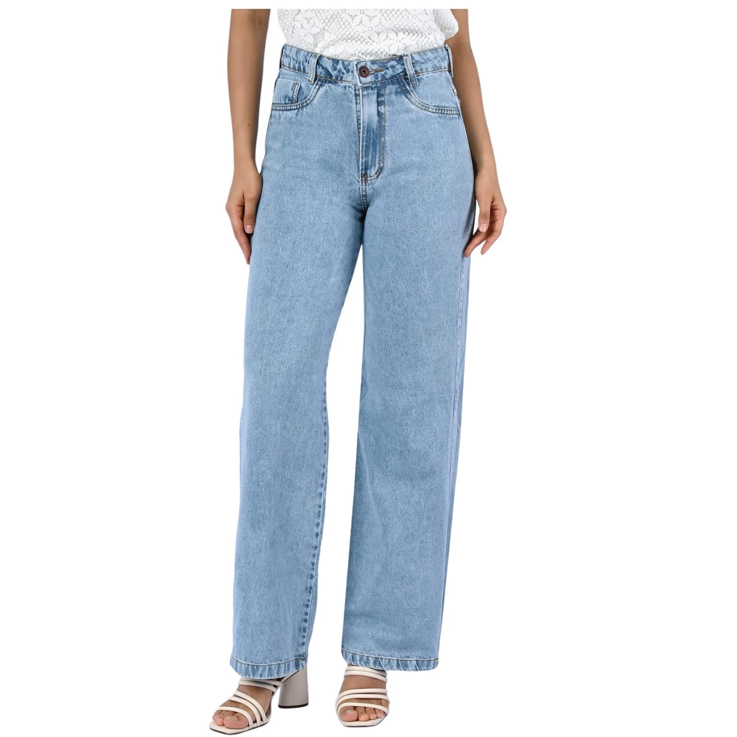 NUCOUTHS Women Wide Leg High Waist Relaxed Fit Casual Jeans_N_207_WD_ICE_j