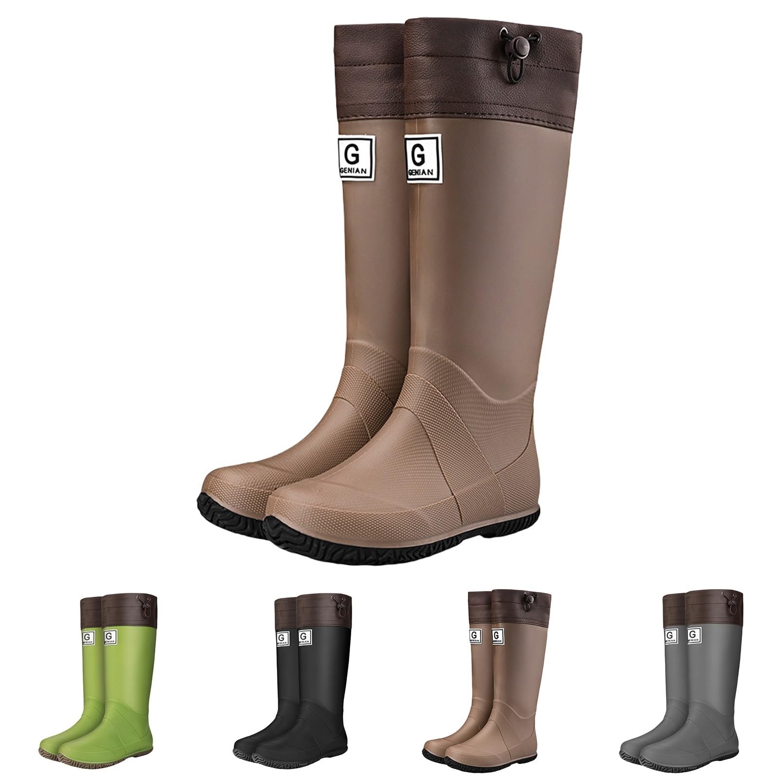 riou Botas De Agua Mujer Chelsea Wellington Boots Lluvia Botines Jardín Trabajo Botines De Goma Rain Boots Flexible Y Antideslizante Marrón Gris Rojo Rosa Blanco