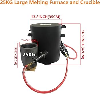 Fb1sb-4kg (DEVIL-FORGE) Gas Propane Melting Furnace Foundry Burner For Copper, Brass, Aluminum, Etc. Casting Tongs, Crucible
