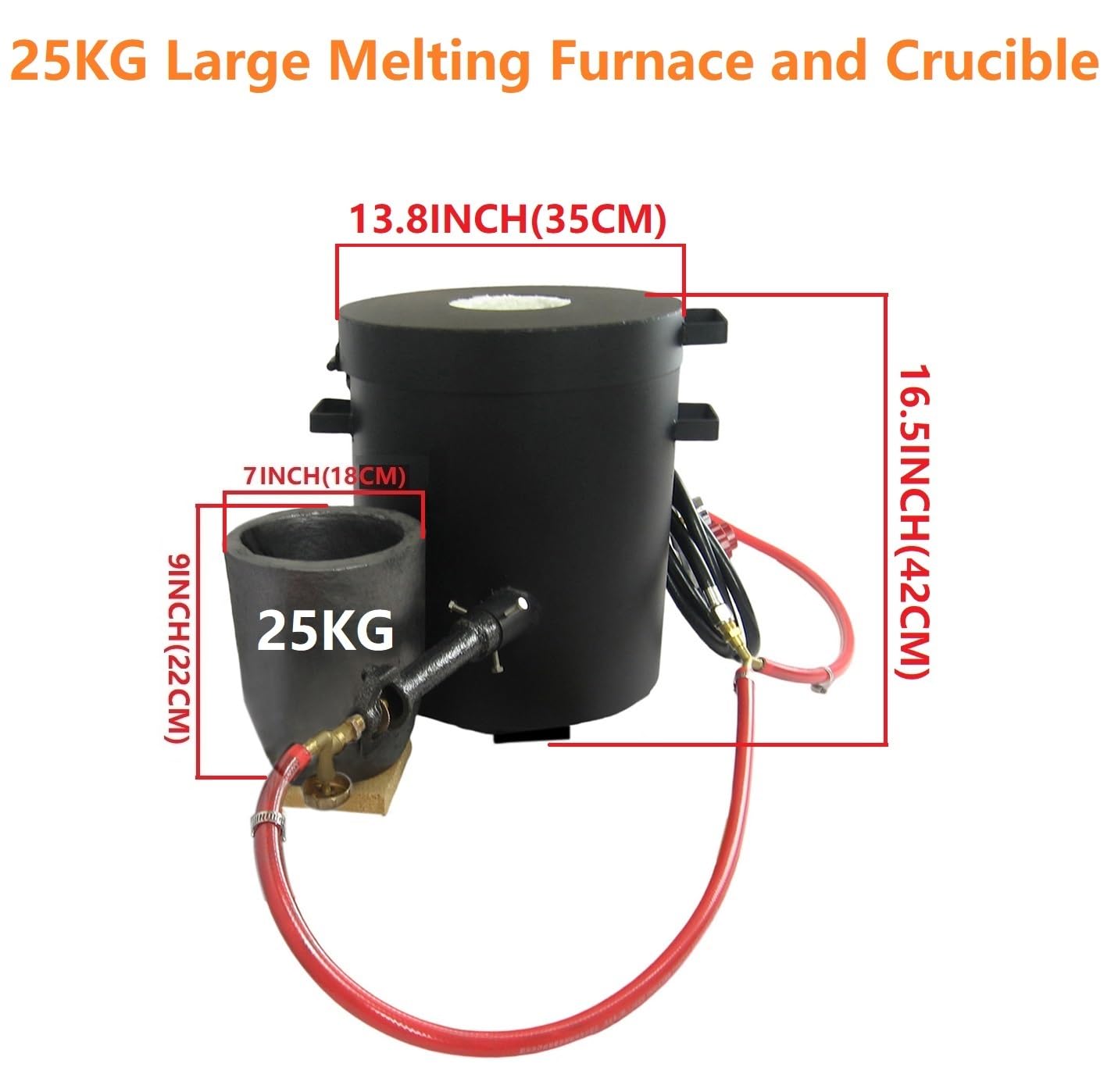 25KG(55LBs) Extra Large Propane Smelting Furnace with Large Crucible and Tongs Set, Double Forge Burners and Dual Regulators, Foundry Casting Furnace Kit for Melting Metal Recycle Gold Copper Aluminum