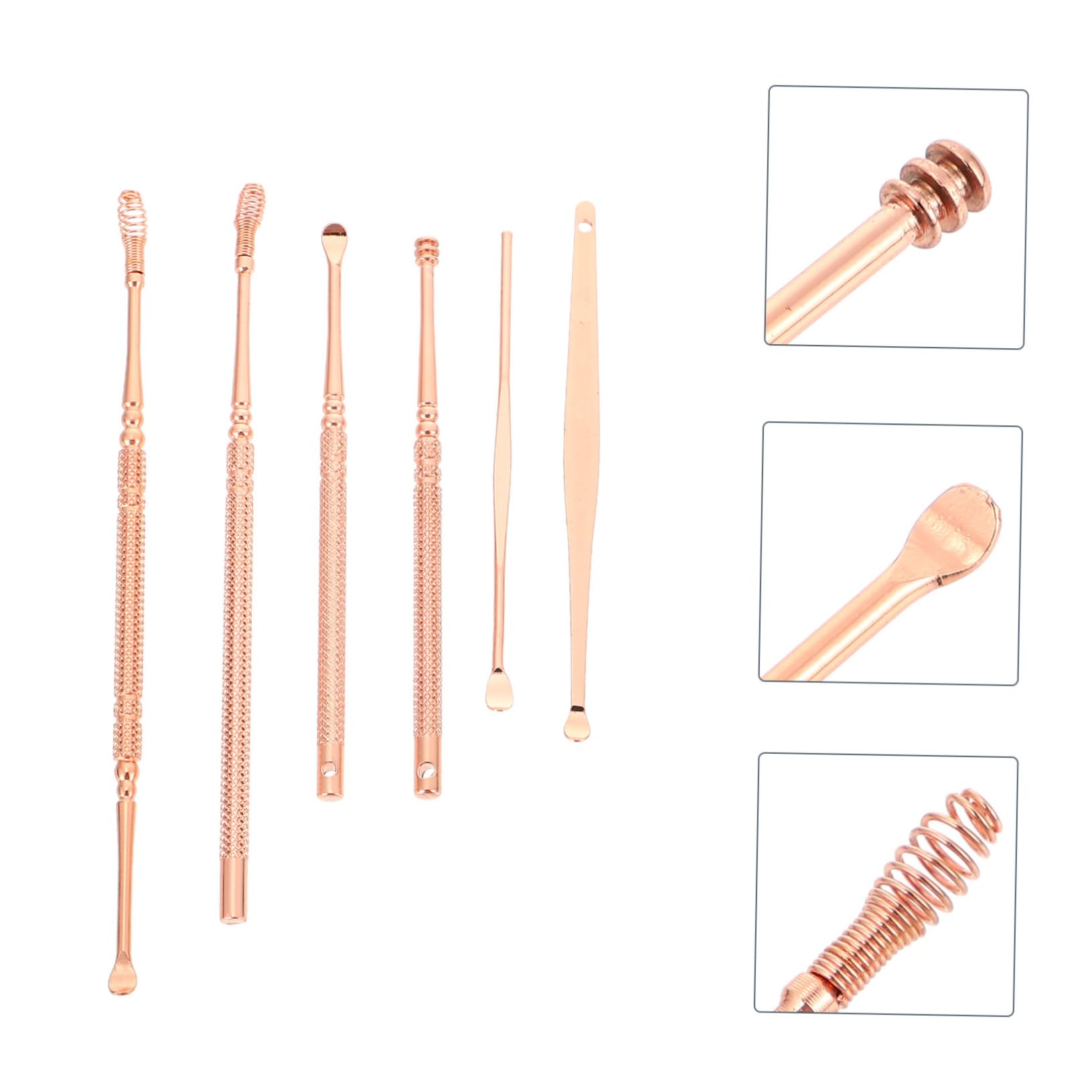 FOMIYES Spiral Design Rose Gold Stainless Steel Ear Canal Cleaner Earwax Removal Spoon Comfortable Ears