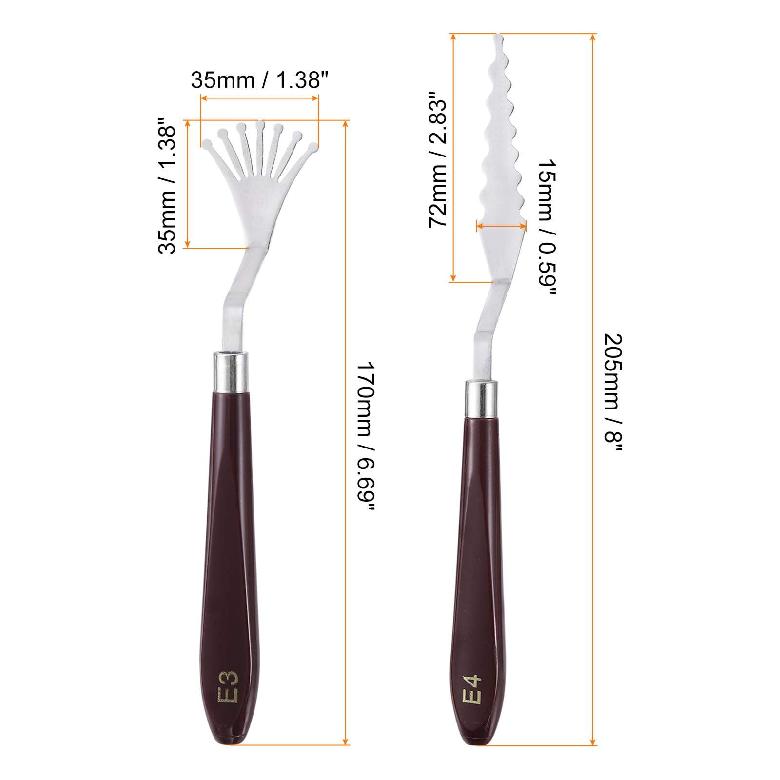 HARFINGTON 2pcs E3 E4 Painting Palette Knife Set Stainless Steel Art Spatula Painting Pallet Knives Scrapers Tools with Plastic Handle for Acrylic Oil Canvas Mixing Spreading