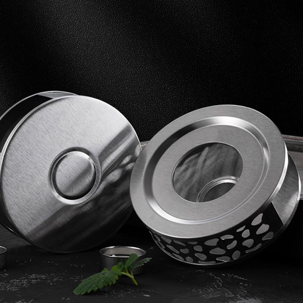 Voarge Calientaplatos para tetera acero inoxidable portavelas base té resistente calor