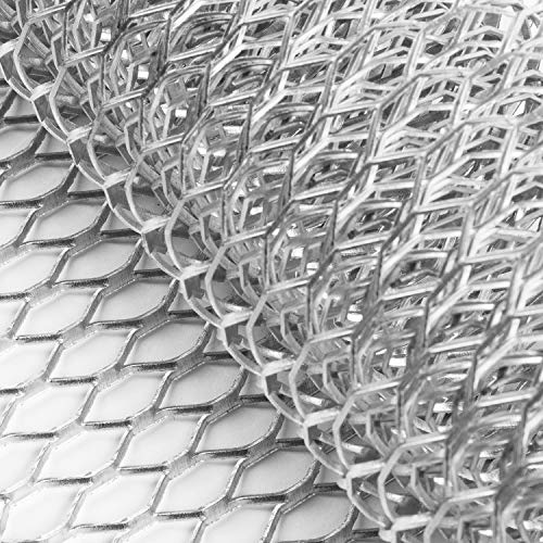 Image of AggAuto Universal 40 inchx13 inch Car Grill Mesh - Aluminum Alloy Automotive Grille Insert Bumper Hexagon Hole 11x25mm, One of the Most Multifunctional Shape Grids Silver