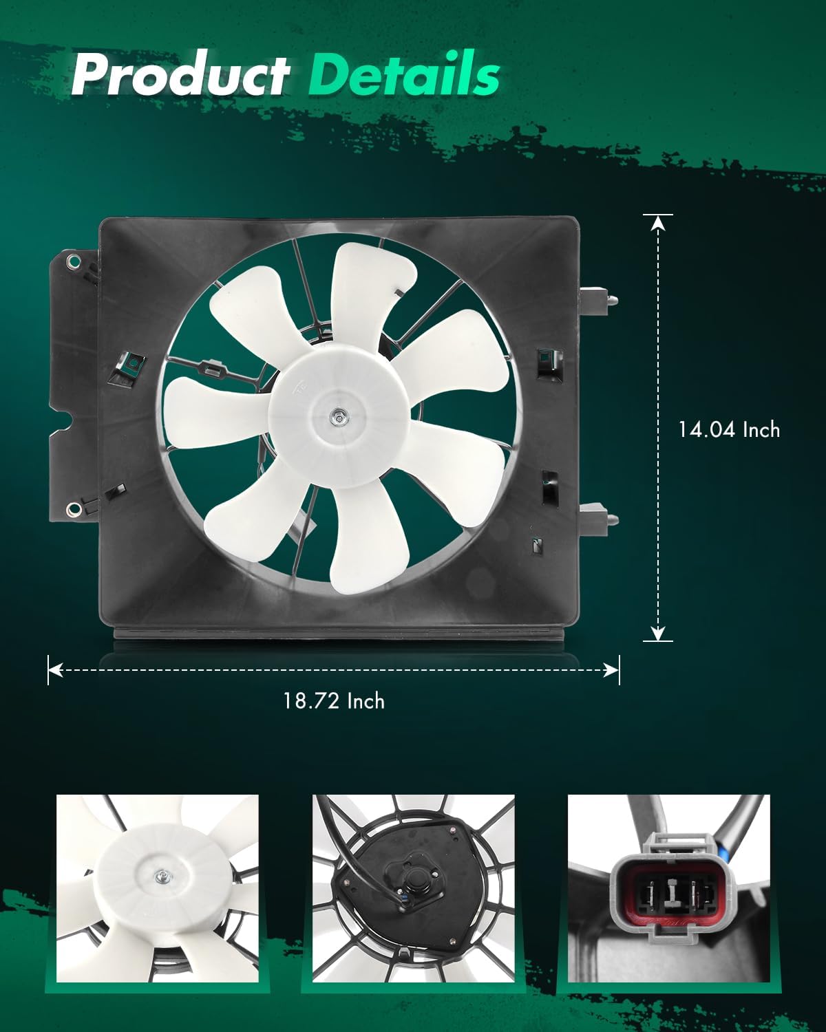 SCITOO Auto Air Condenser Cooling Fan Assembly, Compatible With 2002-2006 for Honda for CR-V 2.4L 2003-2006 for Honda for Element 2.4L, Automotive Replacement Fans, Auto Car Condenser Cooling Fans