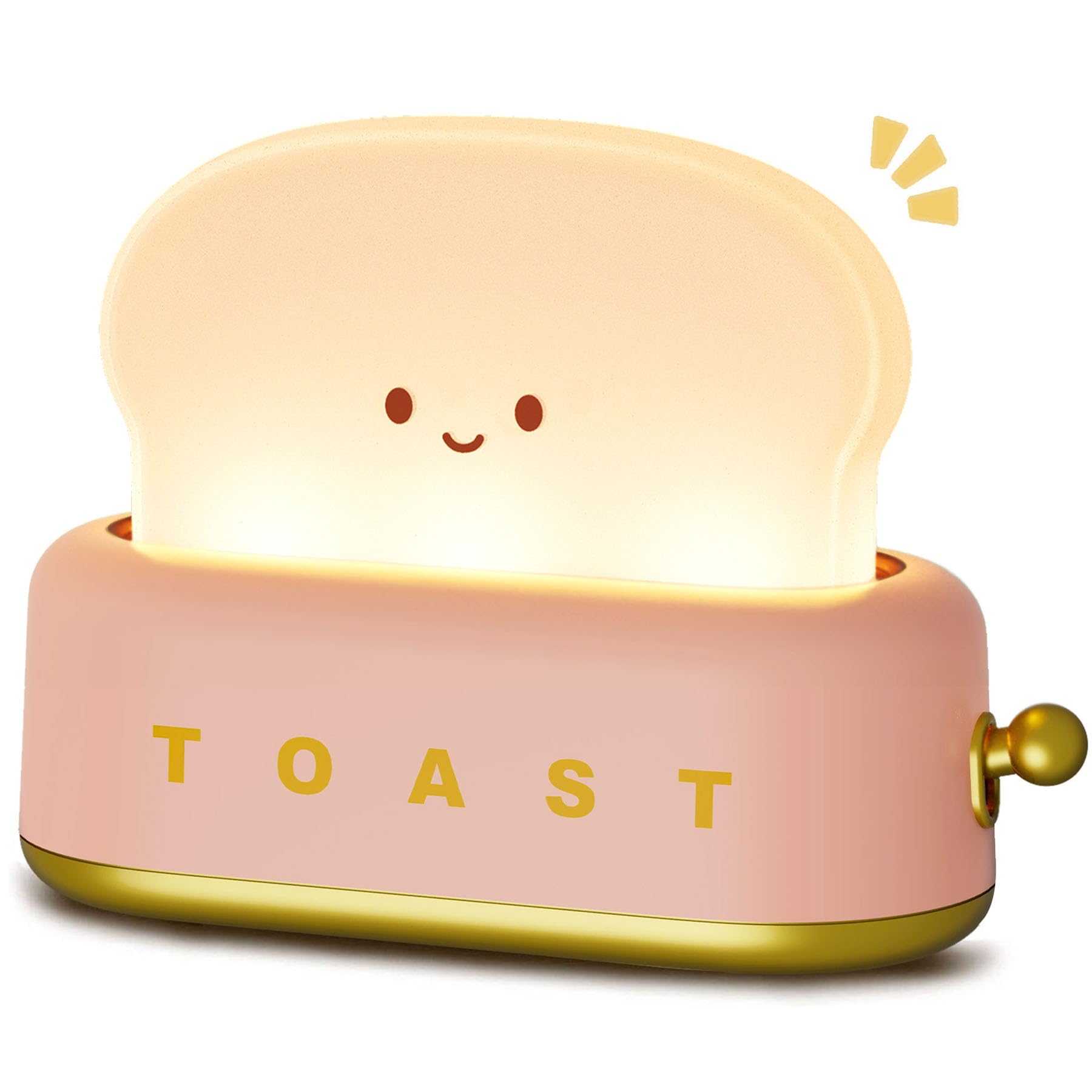 WANIDEA Cute Night Light with Dimmable, Pink Kawaii Room Decor for girls Rechargeable Toaster Lamp, Toast Bread light for Breastfeeding, Reading, Sleep Training