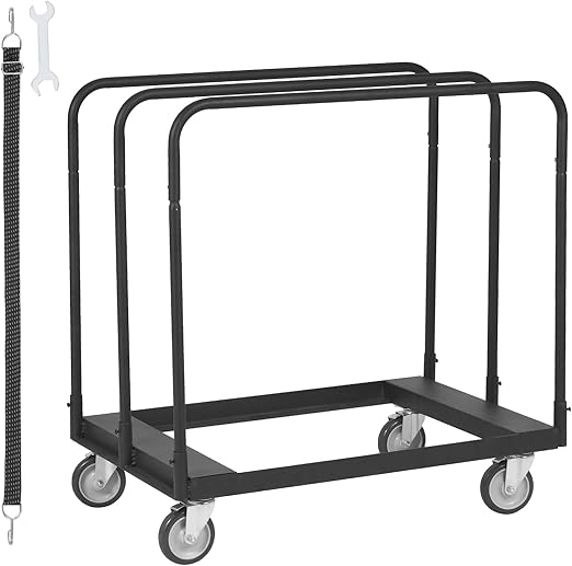 VEVOR Steel Panel Truck, 1500 LBS Panel Dolly Cart with 5" Swivel Casters and 36.02" x 24.02" Deck, Heavy-Duty Drywall Sheet Cart, Handling Wall Panel, Sheetrock, Lumber for Garage, Home, Warehouse