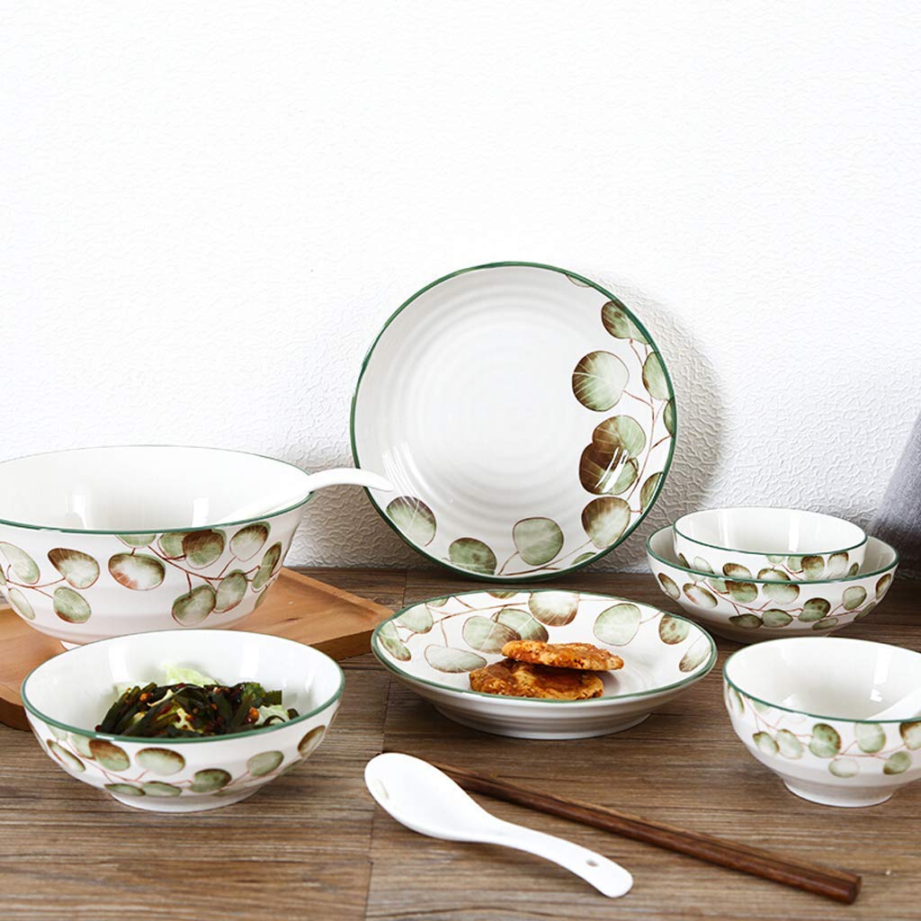 SAeWare Set da tavola in ceramica, ciotola/piatto/piatto, 42 pezzi, stile pastorale, set da tavola per feste in famiglia e cucina e ristorante