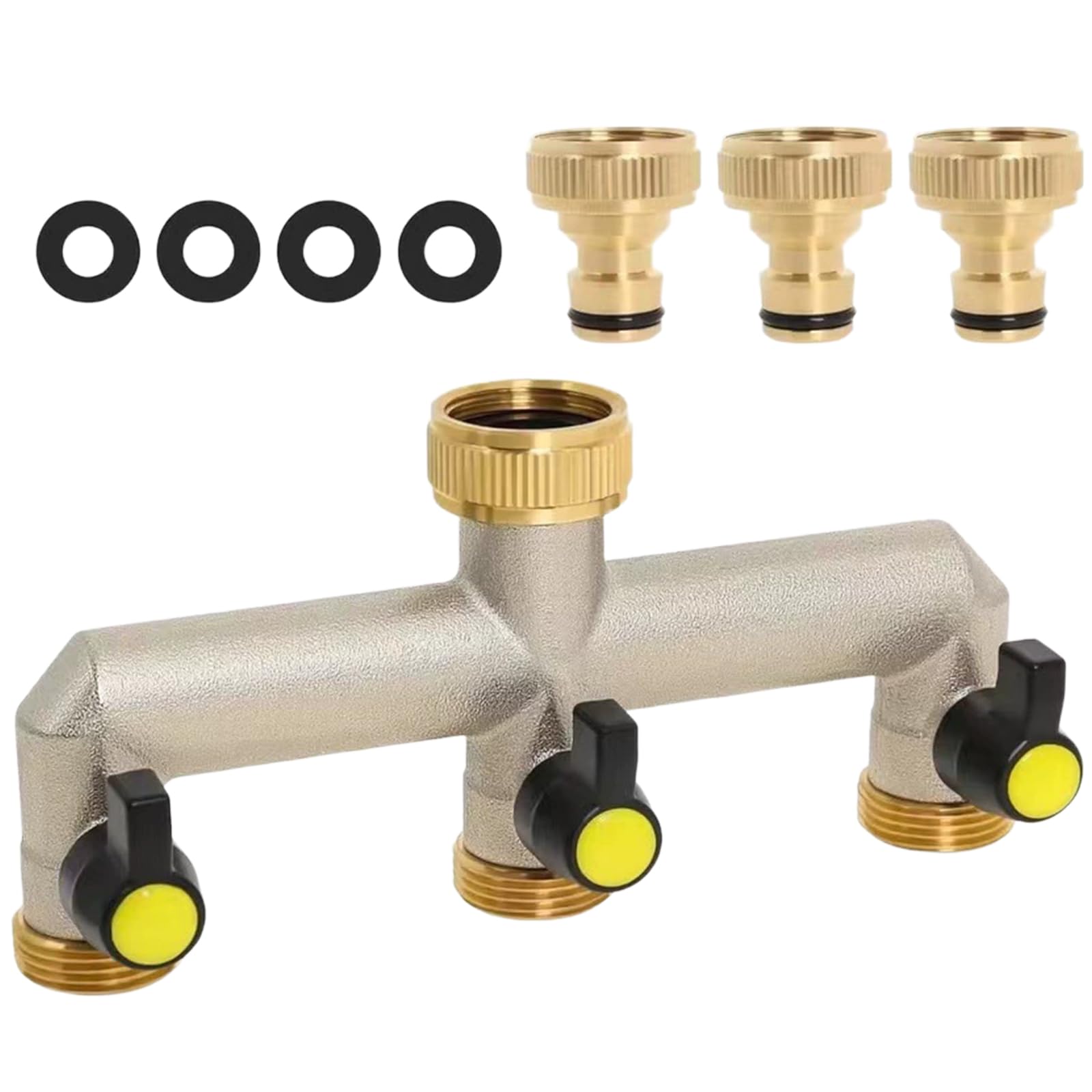 Distributeur 3 voies 3/4 et 1/2 en laiton pour robinet extérieur et arrosage du jardin