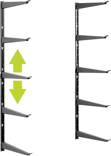 Heavy Duty Lumber Storage Rack by Delta Cycle, Holds Up to 800 lbs - Easy to Install Wood Storage Rack with Fully Adjustable Arms - Steel Construction Storage Solution for Garage, Basement & Pantry