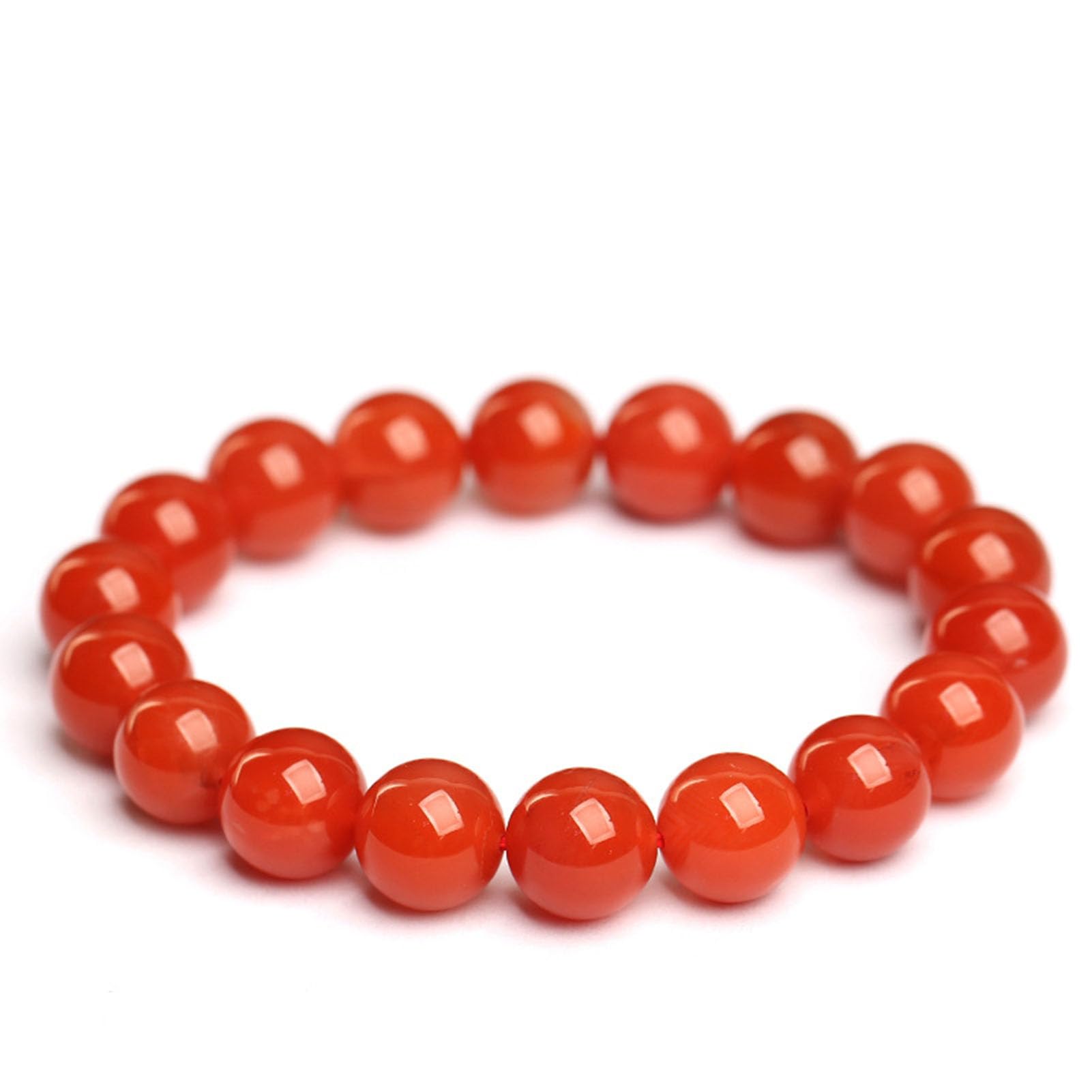 Bracciale in Agata Naturale Nanhong - Gioielli con Perline di Pietre preziose Rosse autentiche per vitalità e Sicurezza, Regalo in Cristallo Elastico per Donne e Uomini,7MM