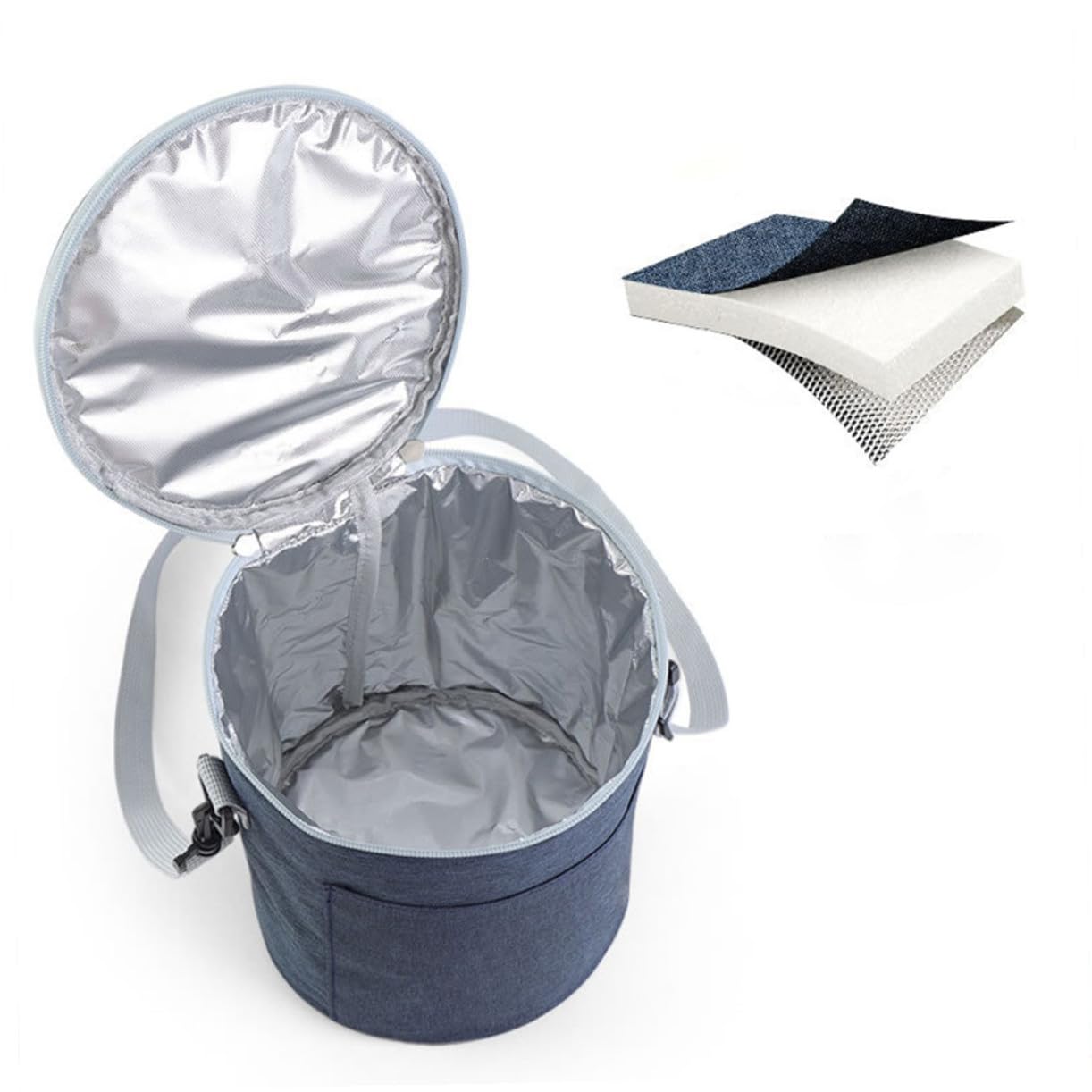 DOITOOL Aluminiumfolien Thermotasche mit Oxford Gewebe Abnehmbarem Tragegurt Mittlere Isoliertasche für Lebensmittel Lunchbox Tasche für Arbeit Schule und Reisen