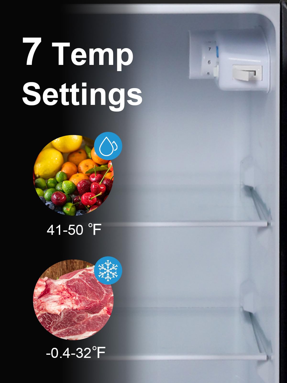 Krib Bling 3.5 Cu.Ft Refrigerator 2 Door 7 Level Adjustable Thermostat Control Top-Freezer Refrigerator Lock Fresh Energy Saving Blue on Fridge.com - View 5