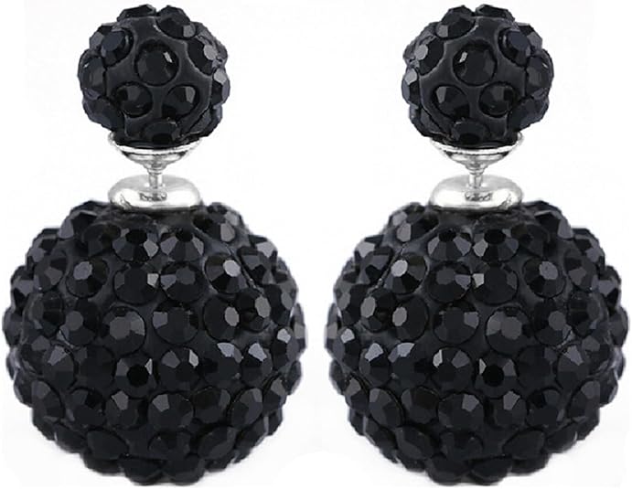 1pair Fashion Trendy Double Sides Pearl Earring Two Ball Stud Earrings Crystal E - Foto 7