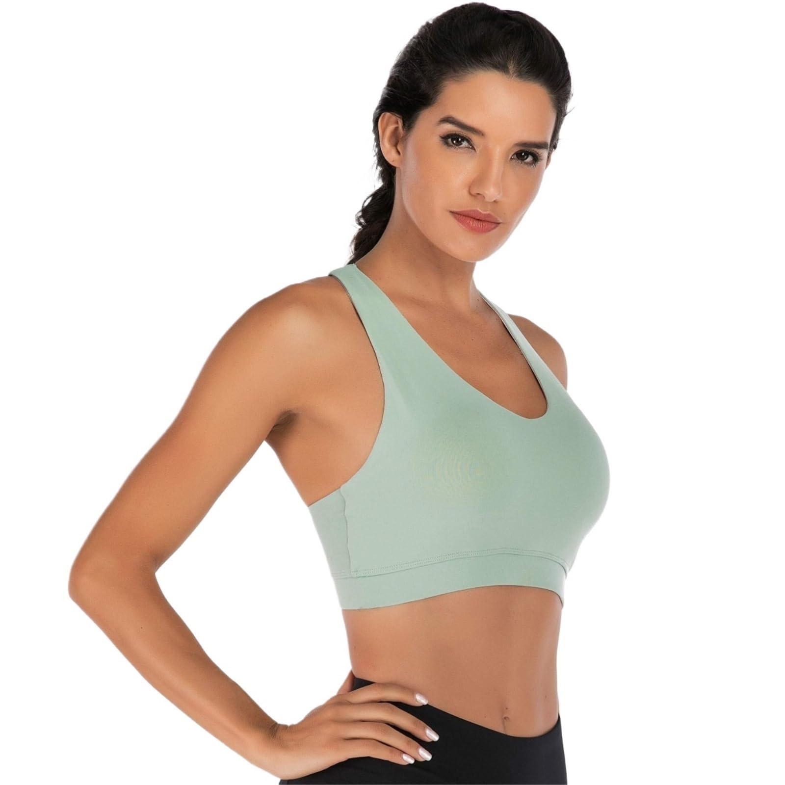 Sujetador Deportivo Mujer Sujetador Deportivo De Apoyo For Mujer, Copas Extraíbles Con Tirantes Acolchados Y Espalda Cruzada Sujetador Gimnasio(Grün,S)