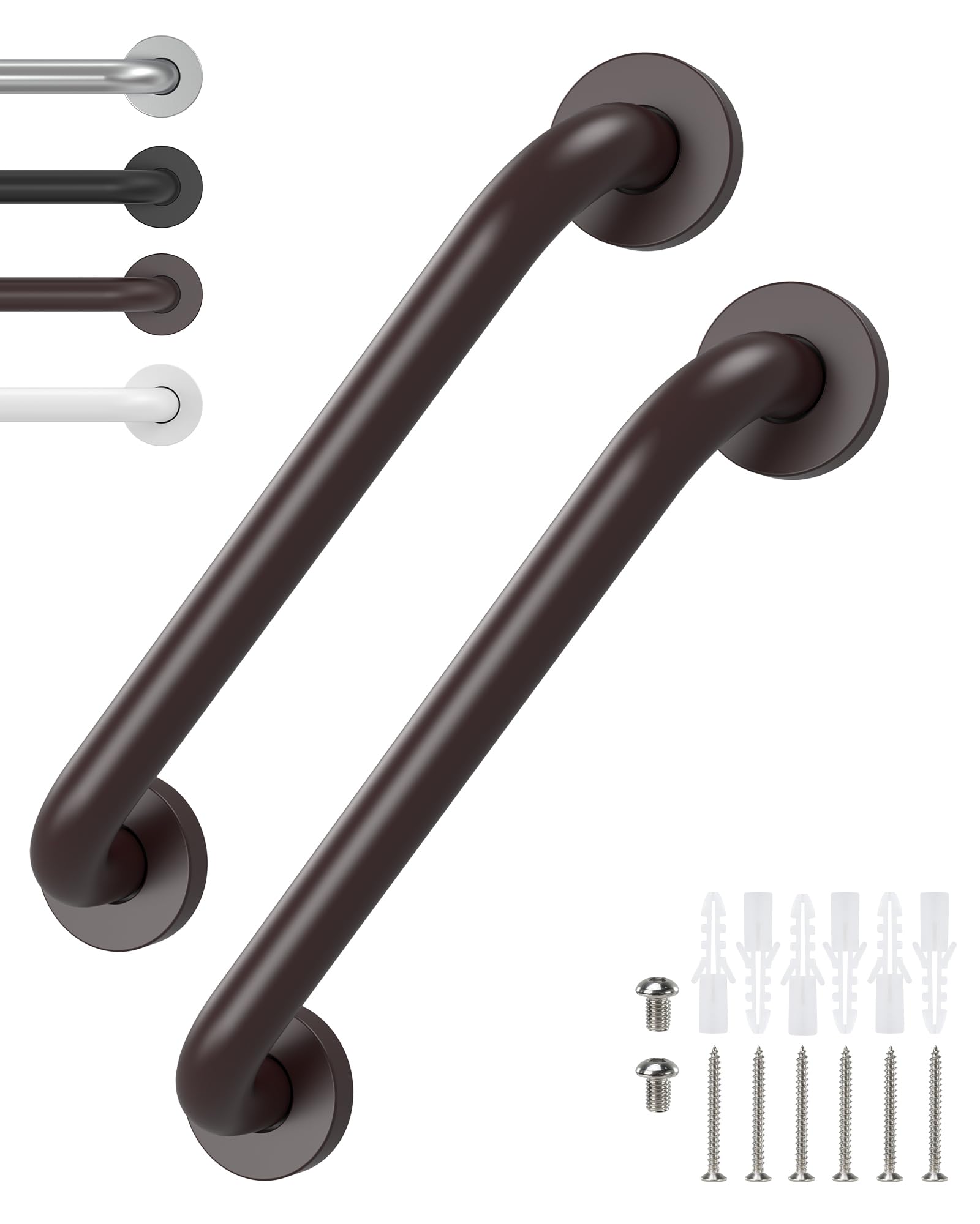 Photo 1 of 2 Pack 12 Inch Grab Bars for Wall Oil Brown, Safety Shower Grab Bars for Seniors Elderly Handicapped, Handicap Grab Bars for Shower with Concealed Screws, Tesuchan