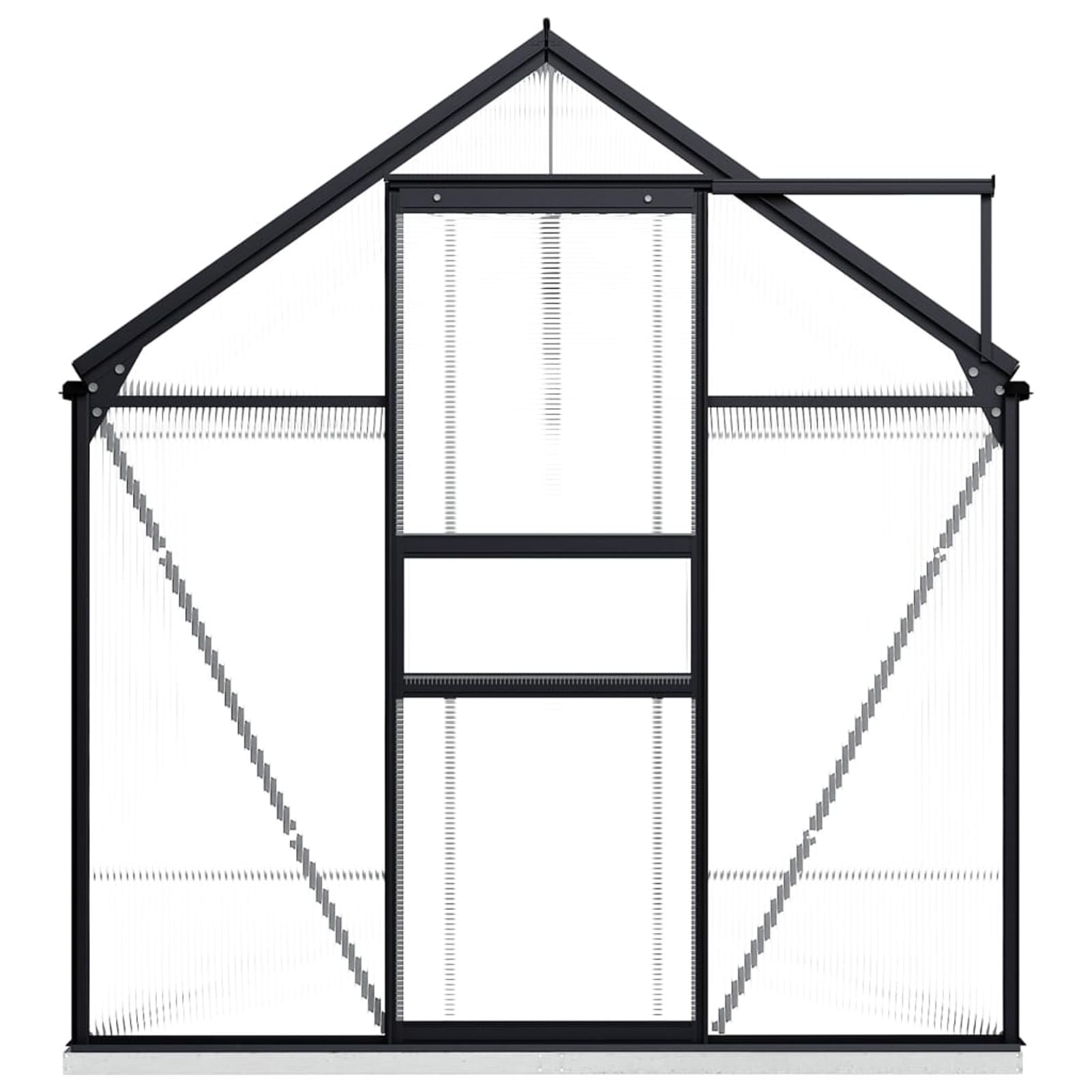 Serra con telaio in alluminio in policarbonato con telaio di base per giardino 7,03 m², fissaggio a terra, per piante, capanno da giardino, 190 x 370 x 202 cm