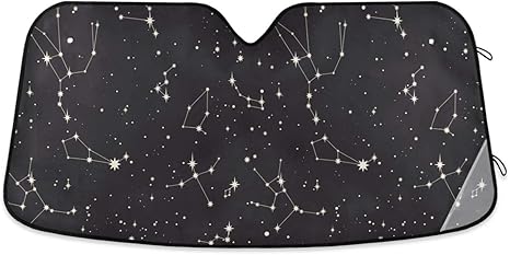 Galaxy Star Constellation Car Windshield Sun Shade Block UV Rays Sun Visor Protector Accordion Folding Sunshade Keep Vehicle Cool & Damage Free, Easy to Use, Fits Windshields of Various Sizes