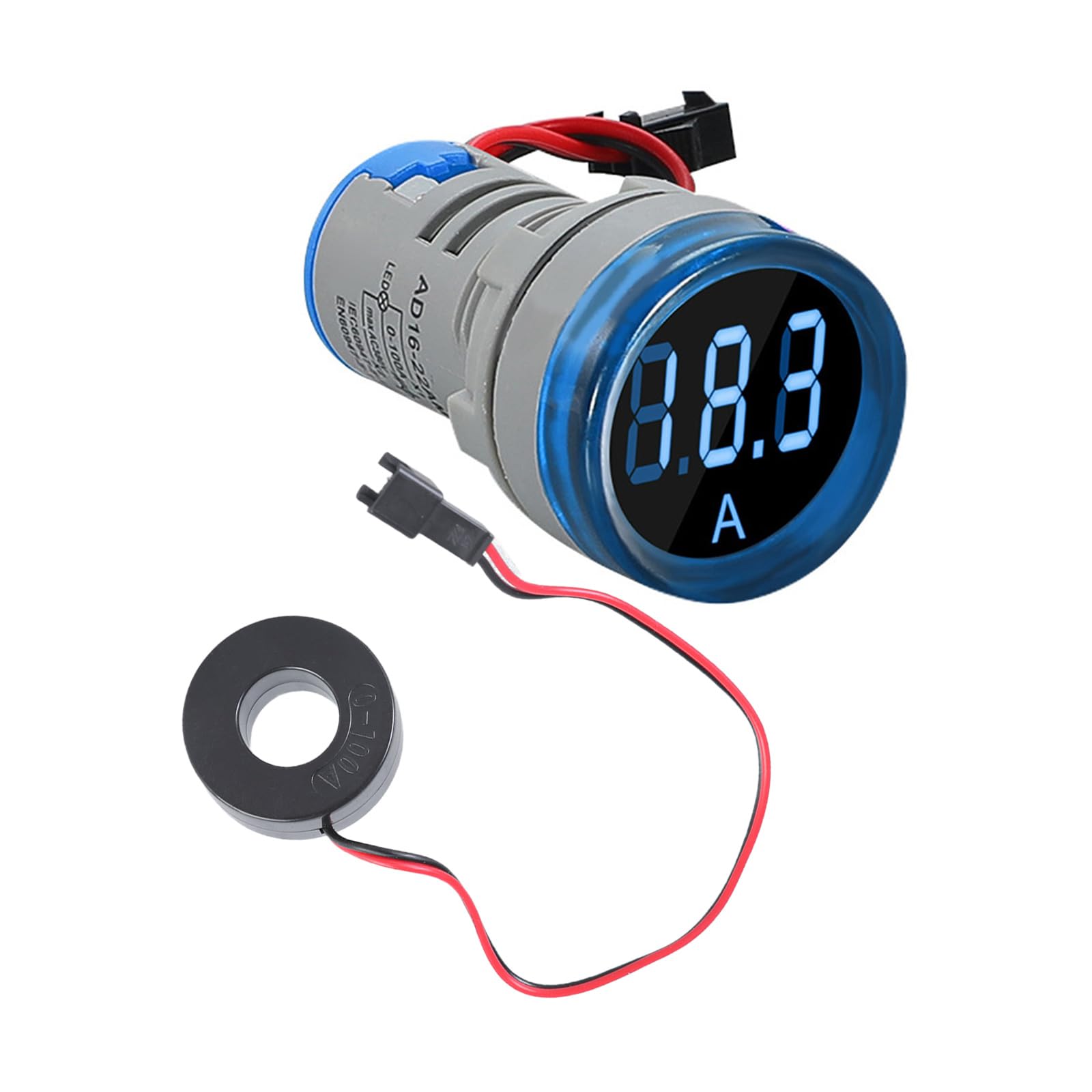 22mm Round LED Ammeter Voltmeter Display Voltages Current 0-100A Meter Indicators LED Display for Industrial Equipment Frequency Measuring Device