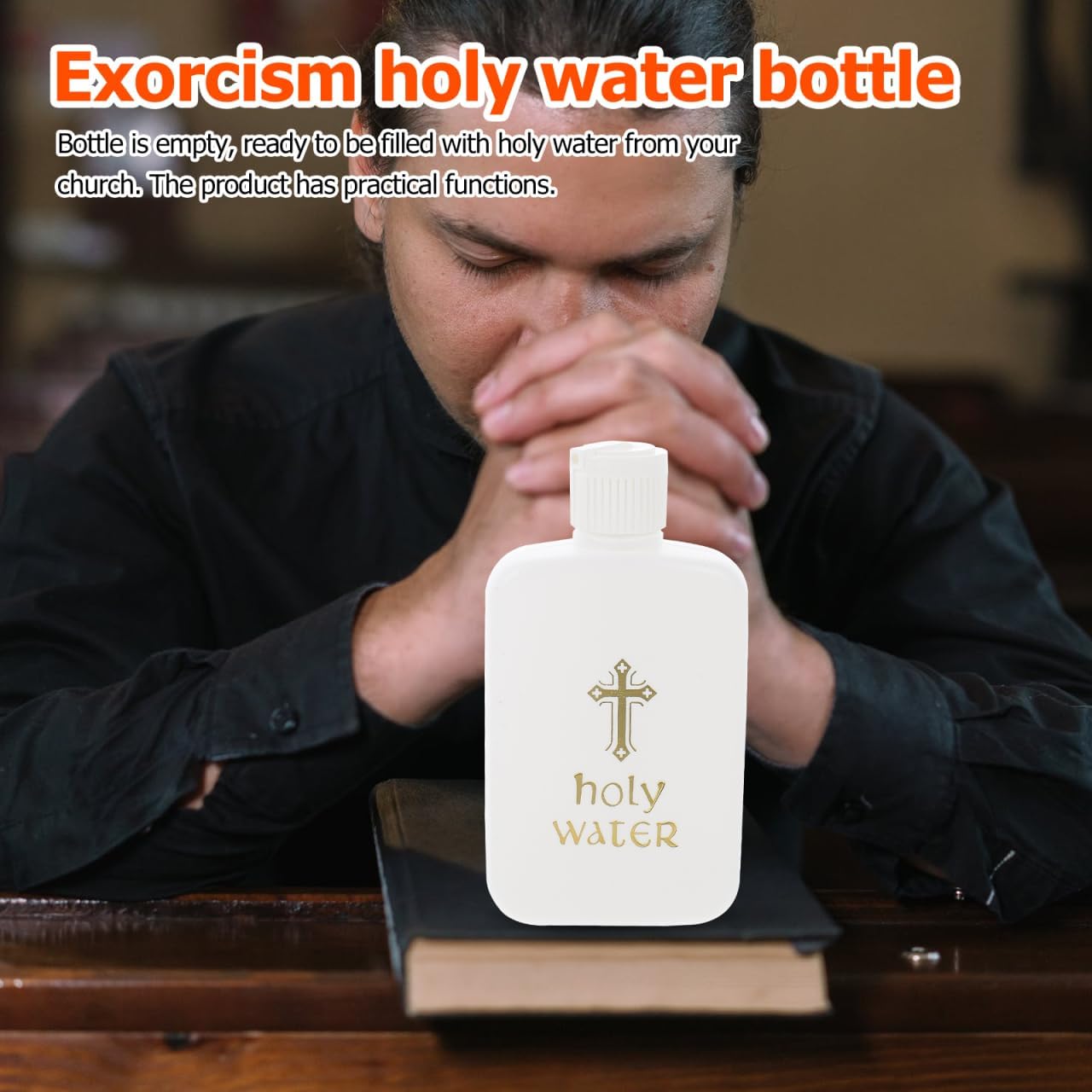 DOITOOL 6Pcs Holy Water Bottles 3.4oz Holy Water Container Holy Water Plastic Bottle Empty Containers with Gold Cross for Easter Catholic Christian Baptism Party Prop - 100ml