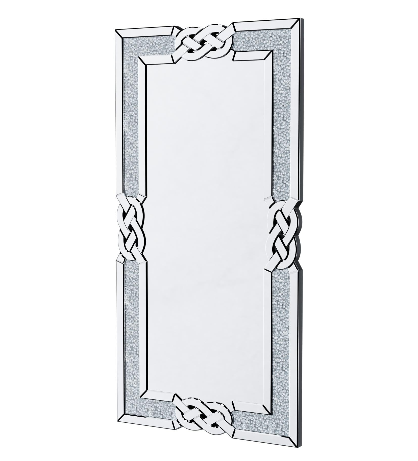 Wandspiegel Kristall Spiegel 120×60cm: Luxus Groß Wohnzimmerspiegel mit Rechteckiger Rahmen, Modern HD Dekospiegel Silber für Wohnzimmer Schlafzimmer