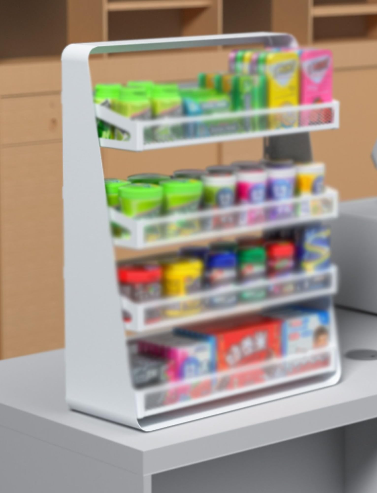 Générique Présentoir à collations à 4 Niveaux, Organisateur Multifonctionnel de Bonbons et de collations for supermarché, Pharmacie ou comptoir de Bureau, Parfait for présenter des
